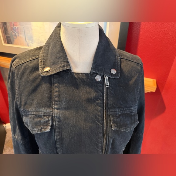 Calvin Klein Jeans Dark Blue Jean Moto Jacket - Picture 5 of 13